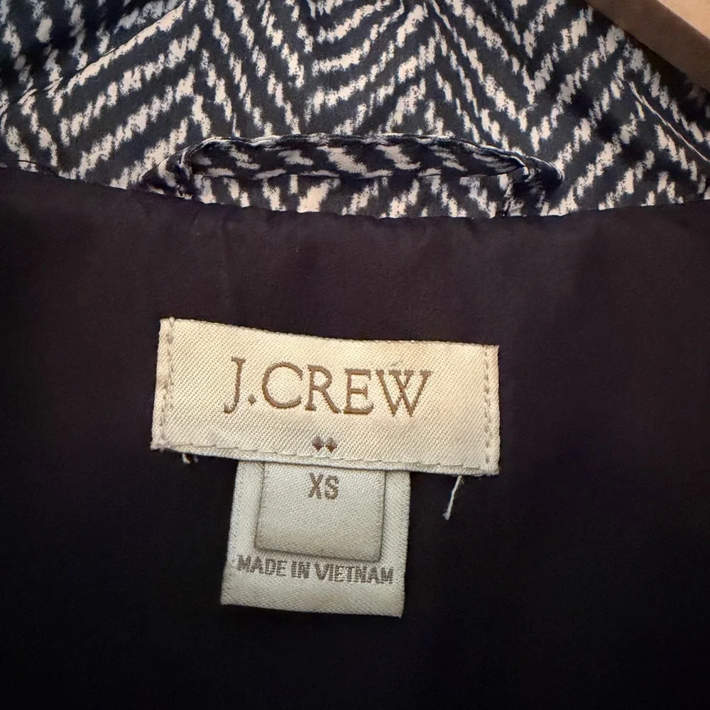 J Crew‎ Diamond Quilted Puffer Vest Women's Sz XS Houndstooth Black Cream Preppy